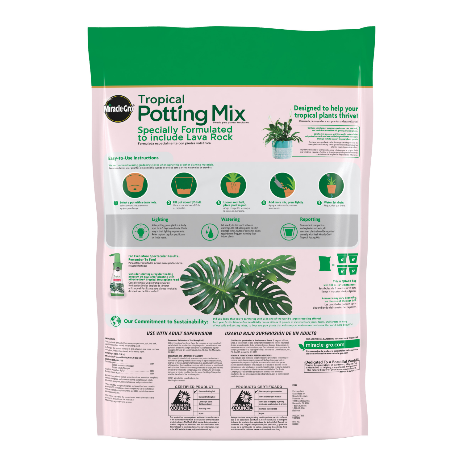 slide 2 of 6, Scotts Miracle-Gro Tropical Potting Mix, 6 Qt., 6 qt