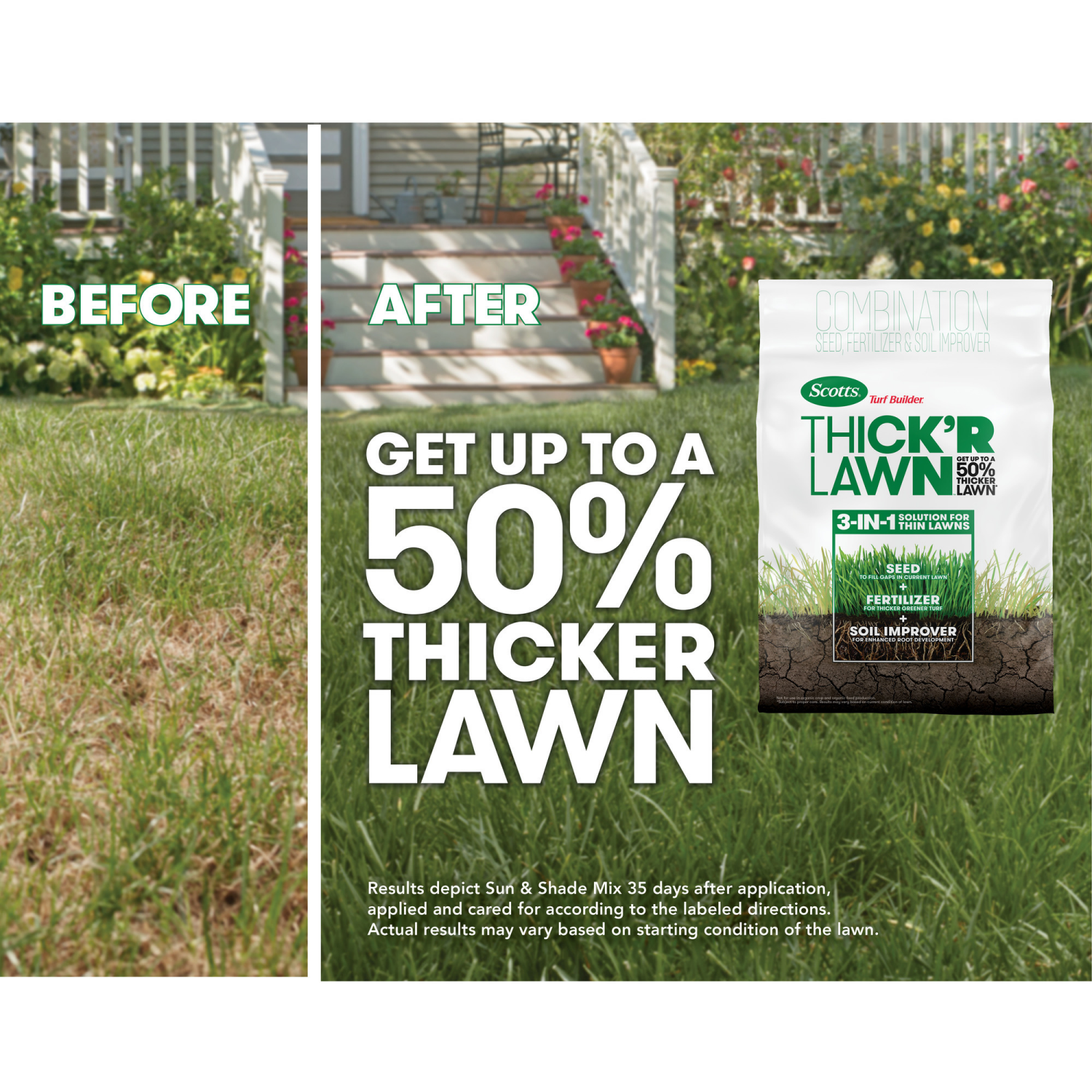 slide 2 of 3, Scotts Turf Builder THICK'R Lawn Sun & Shade, 12 lb