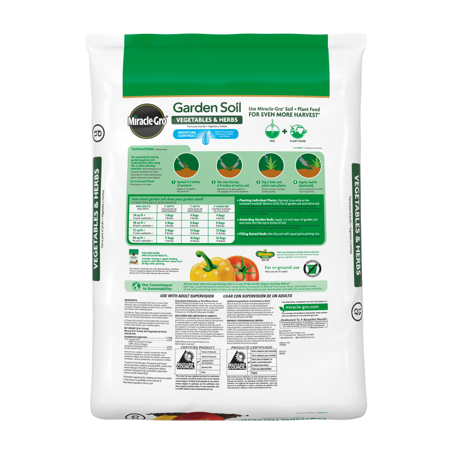 slide 2 of 5, Miracle-Gro Garden Soil, Vegetables & Herbs, 1.5 cu ft