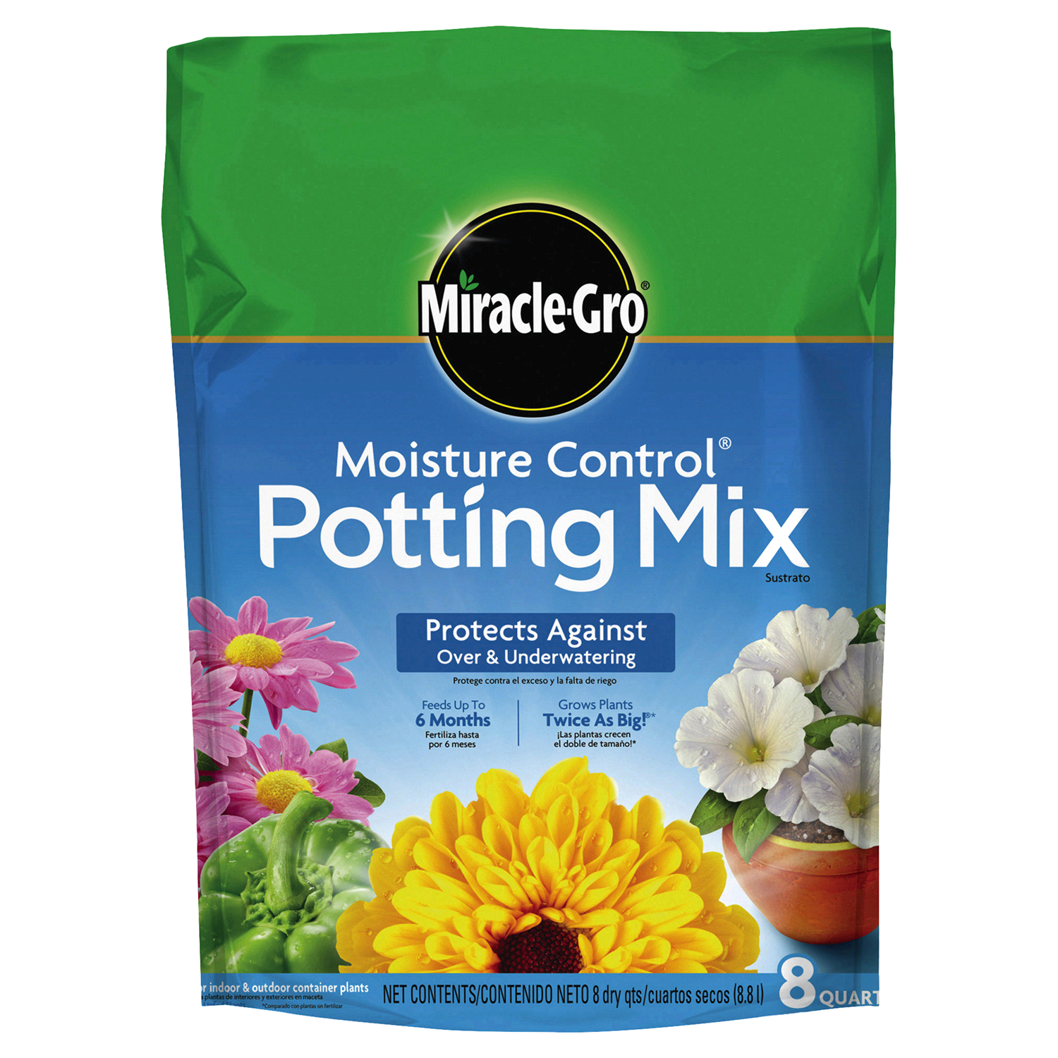 slide 1 of 5, Miracle-Gro Moisture Control Potting Mix 8 qt, 8 qt