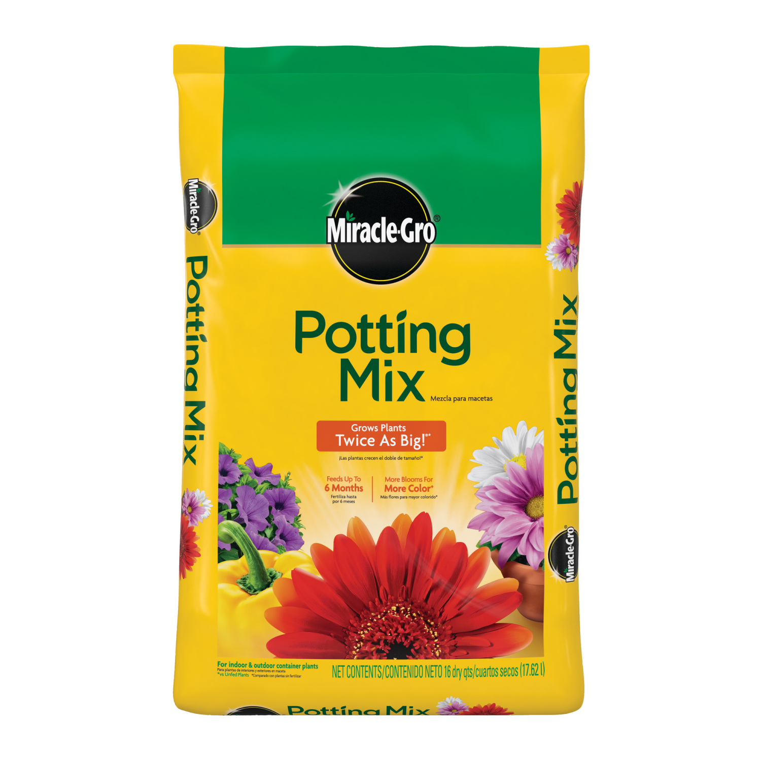 slide 1 of 2, Miracle-Gro Premium Potting Soil, 16 qt