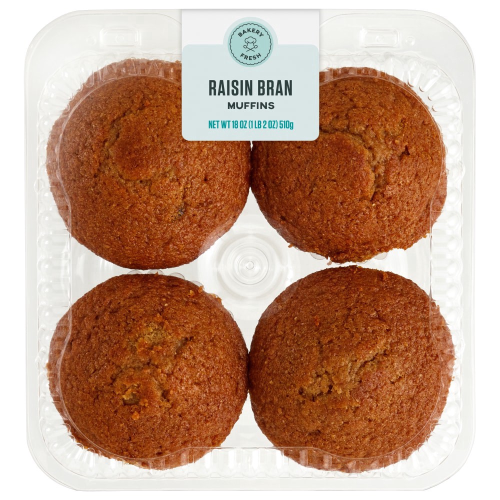 slide 2 of 2, Bakery Fresh Raisin Bran Muffins, 4 ct