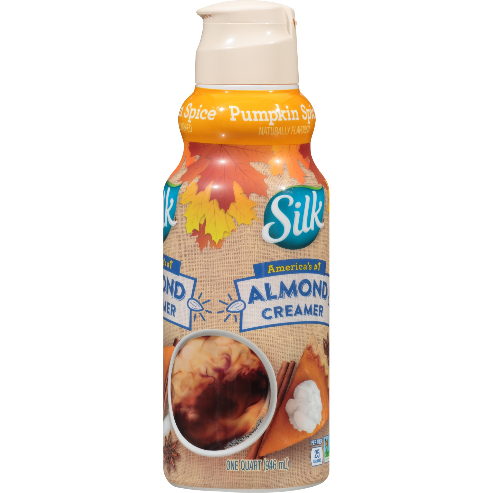 slide 4 of 6, Silk Pumpkin Spice Dairy-Free Almond Milk Coffee Creamer - 1qt, 1 qt