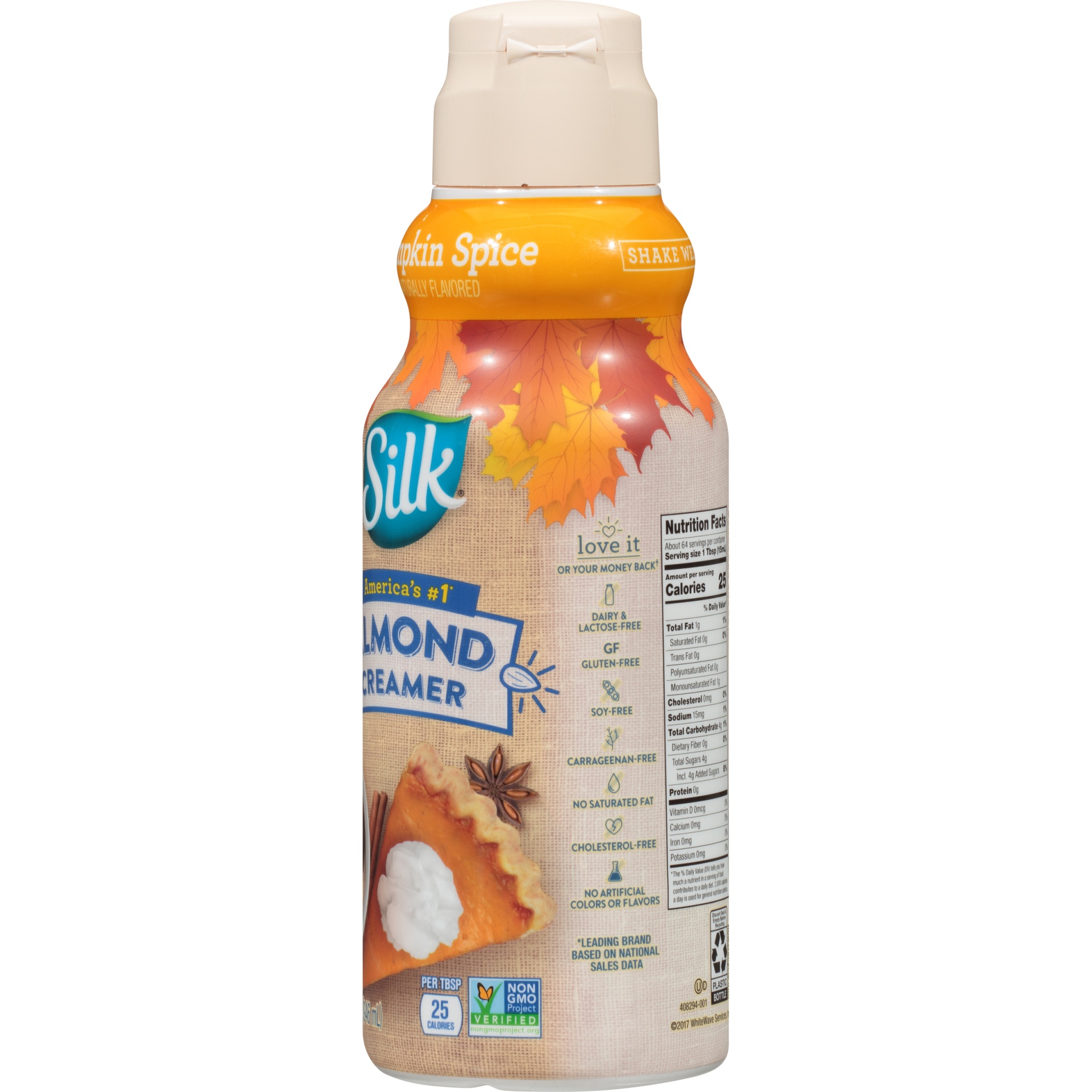 slide 2 of 6, Silk Pumpkin Spice Dairy-Free Almond Milk Coffee Creamer - 1qt, 1 qt