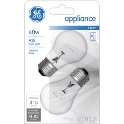 GE Clear Appliance 40 Watts Light Bulbs 2 ea