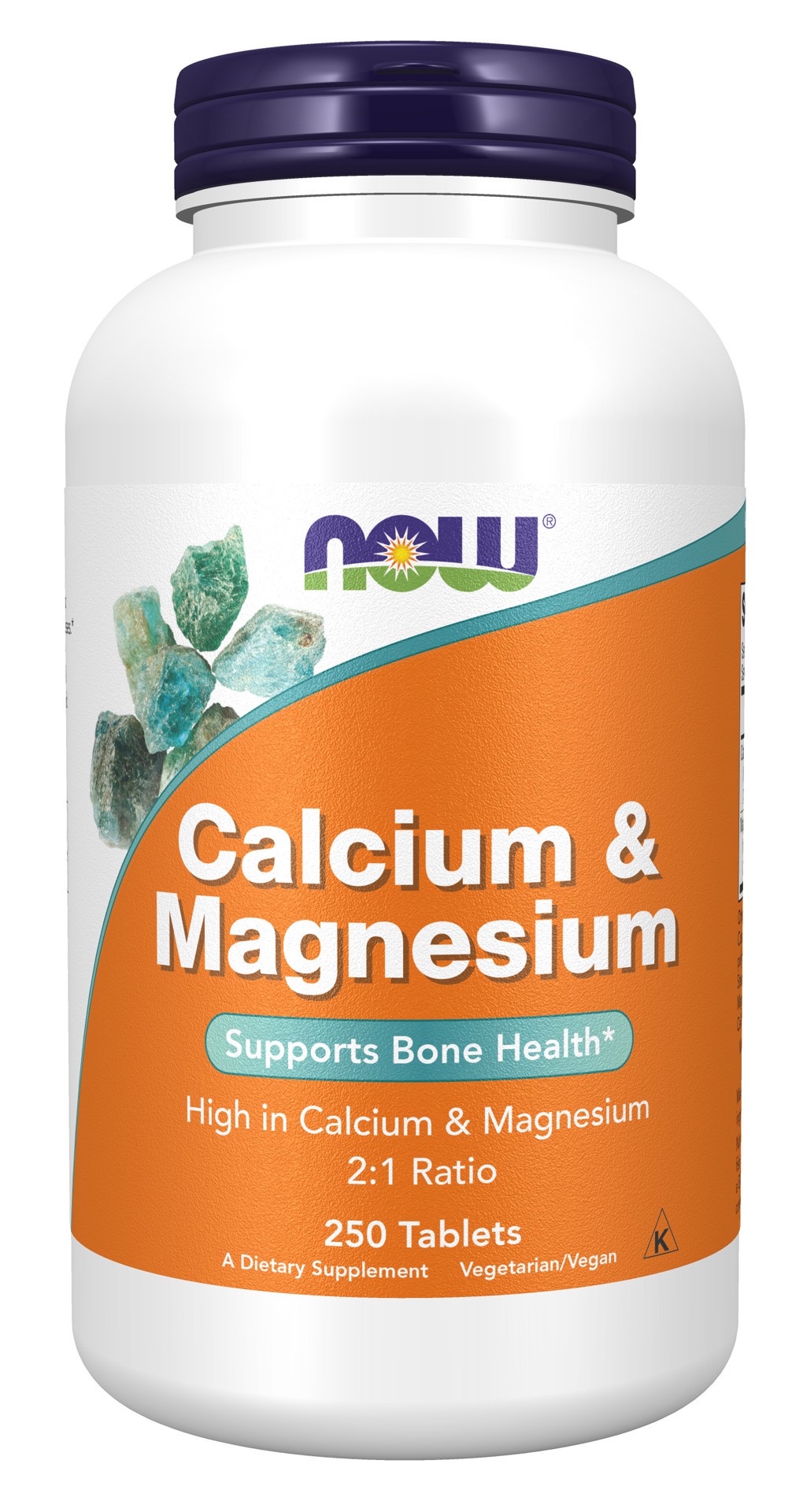 slide 1 of 7, NOW Supplements, Calcium & Magnesium 2:1 Ratio, High Potency, Supports Bone Health*, 250 Tablets, 250 ct
