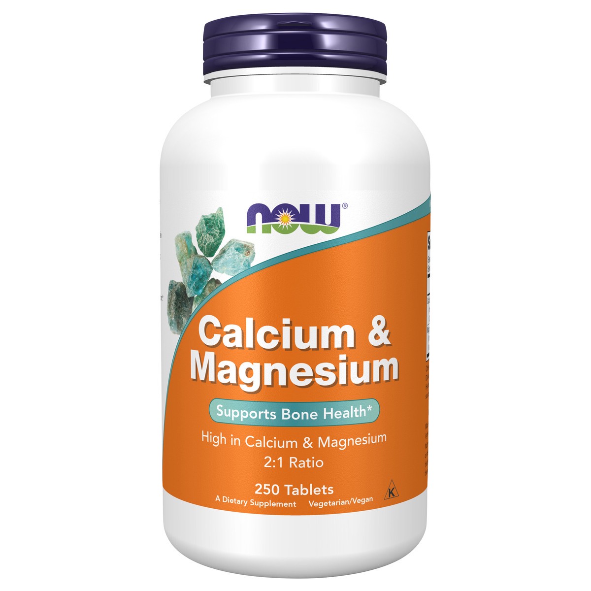 slide 1 of 7, NOW Supplements, Calcium & Magnesium 2:1 Ratio, High Potency, Supports Bone Health*, 250 Tablets, 250 ct
