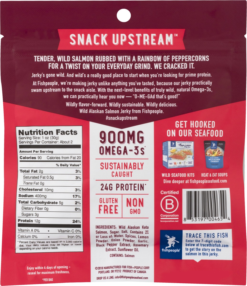 slide 6 of 12, fishpeople Wild Alaskan Rainbow peppercorn. Salmon Jerky 2.15 oz, 2.15 oz