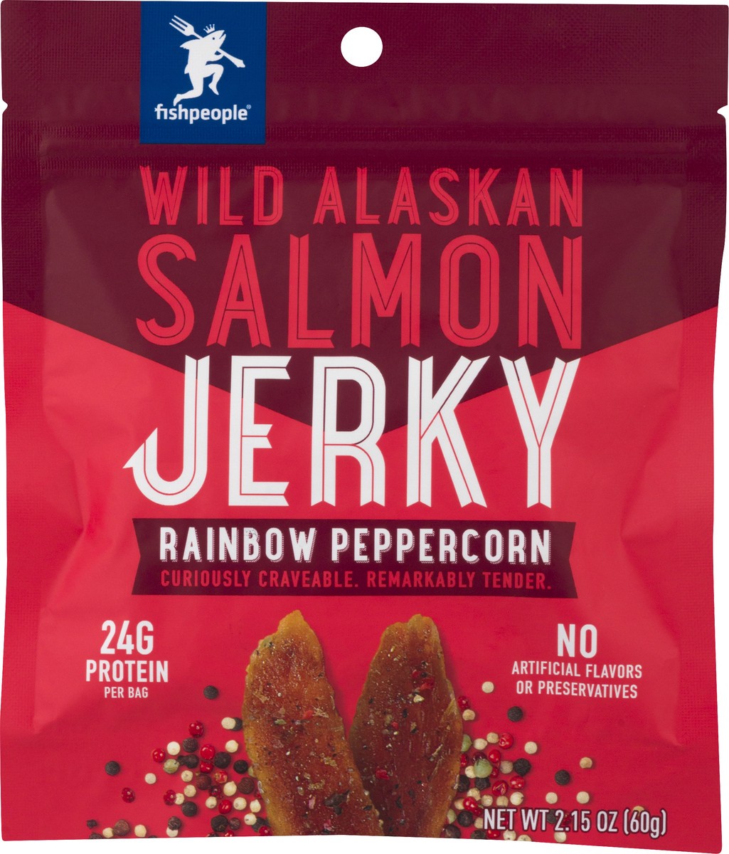 slide 3 of 12, fishpeople Wild Alaskan Rainbow peppercorn. Salmon Jerky 2.15 oz, 2.15 oz