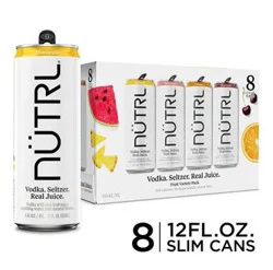 Nutrl Vodka Seltzer Fruit Four Flavor Variety Pack 12 Pack, 12 fl oz Cans