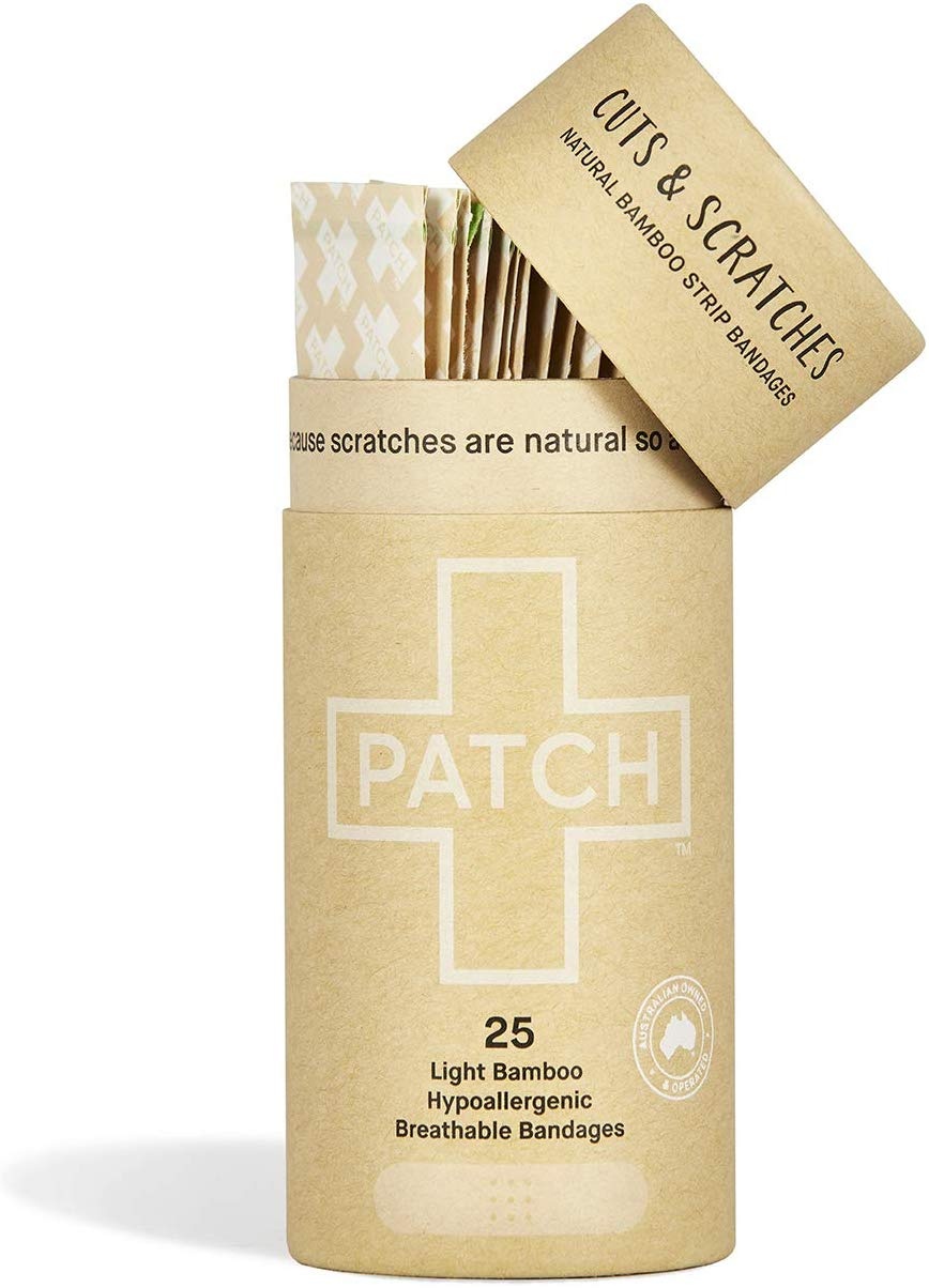 slide 1 of 1, Patch Natural Bamboo Adhesive Strip Bandages, 25 ct