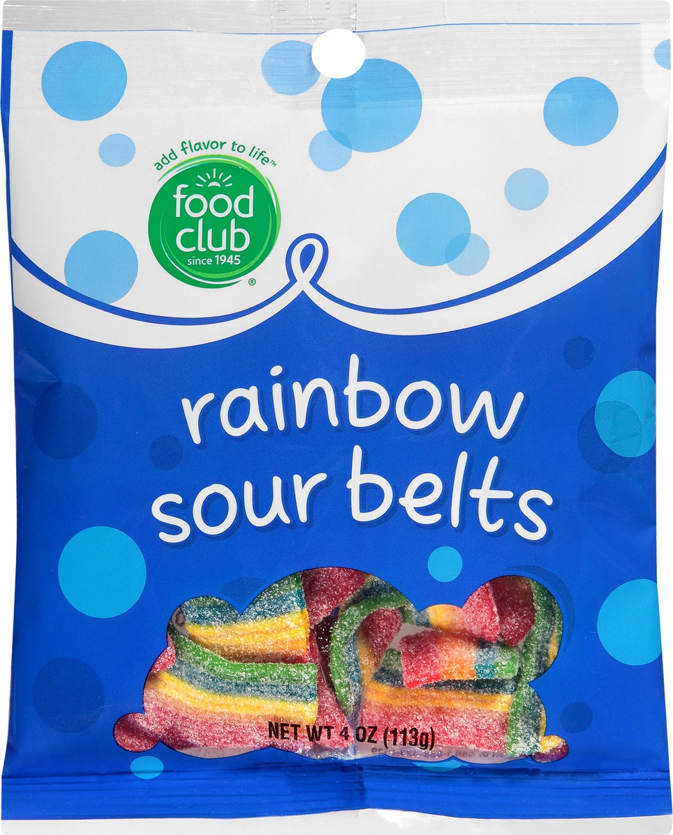 slide 9 of 10, Food Club Rainbow Sour Belts , 4 oz