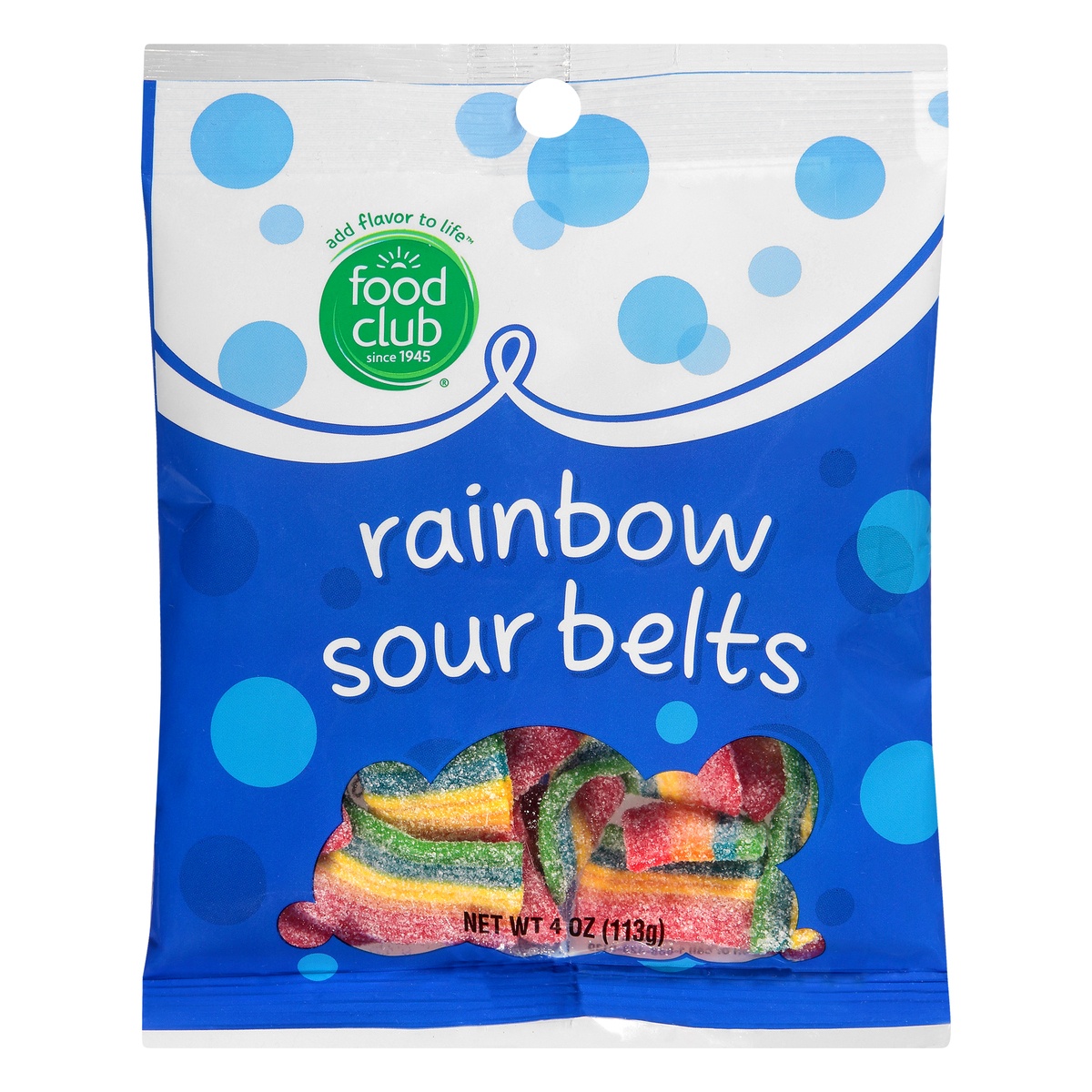 slide 1 of 10, Food Club Rainbow Sour Belts , 4 oz