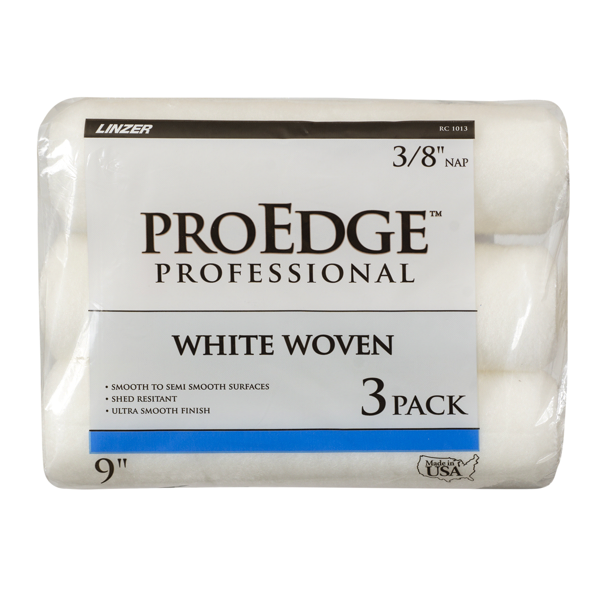 slide 1 of 5, LinzerProEdge White Woven 9 x 3/8 Nap Roller Covers, 9 in