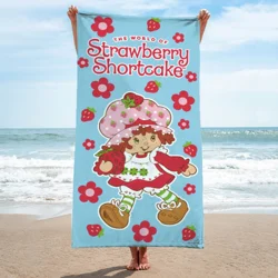 Strawberry Shortcake and Flowers Beach Towel 28 in x 58 in