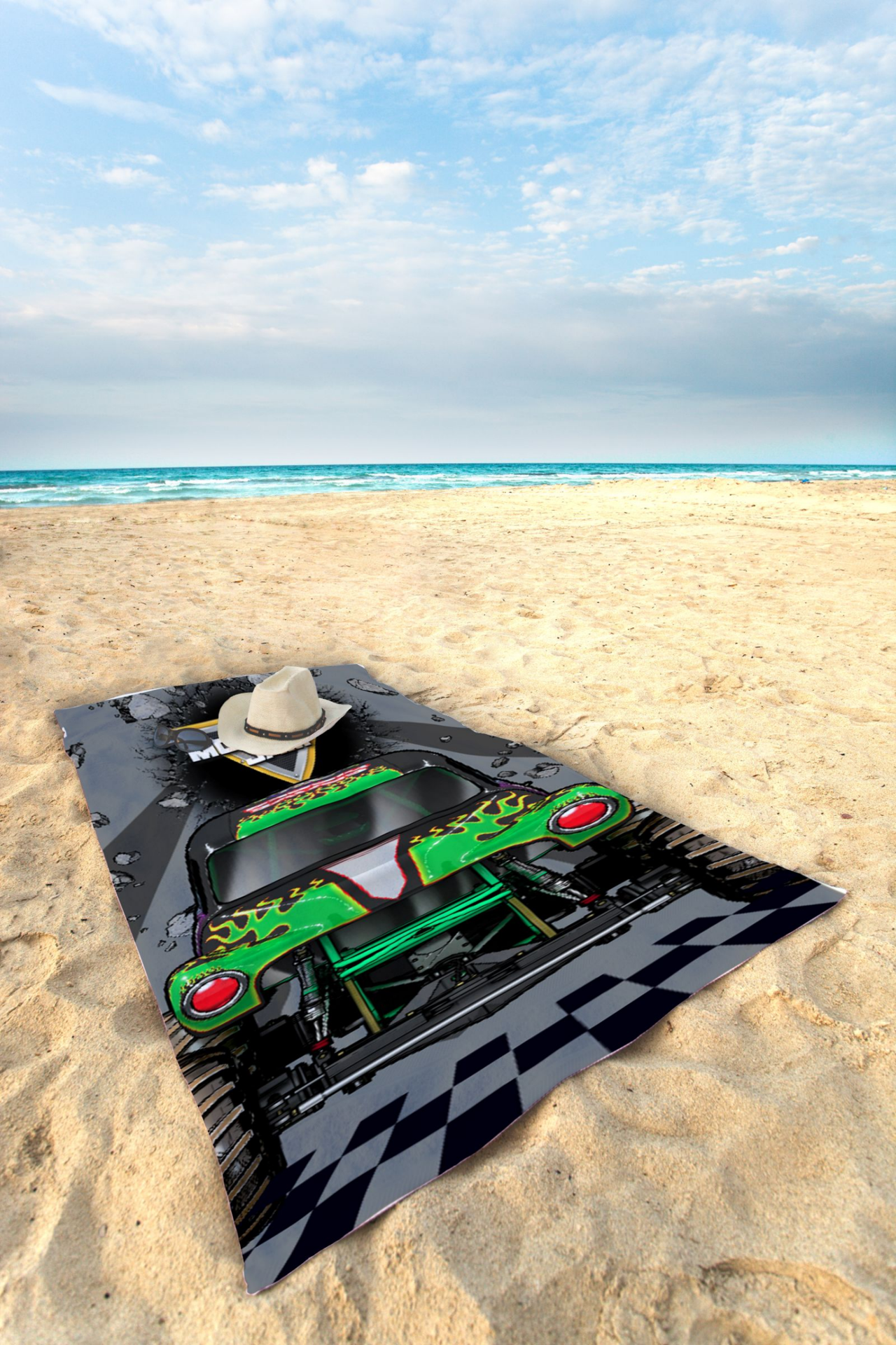slide 2 of 4, Monster Jam Finish Line Beach Towel, 28 x 58 