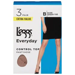 L'eggs Everyday Nude Control Top Pantyhose, Size B, 3 ea