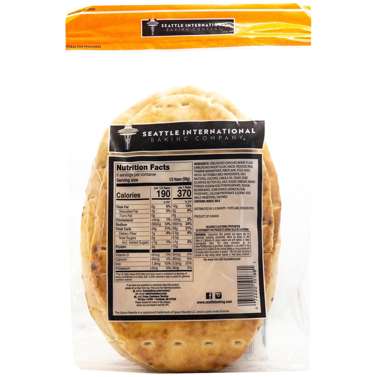 slide 2 of 3, Seattle International Baking Co. Seattle Internat'l Naan Bread 4ct Pita Bread 16.6oz, 16.6 oz