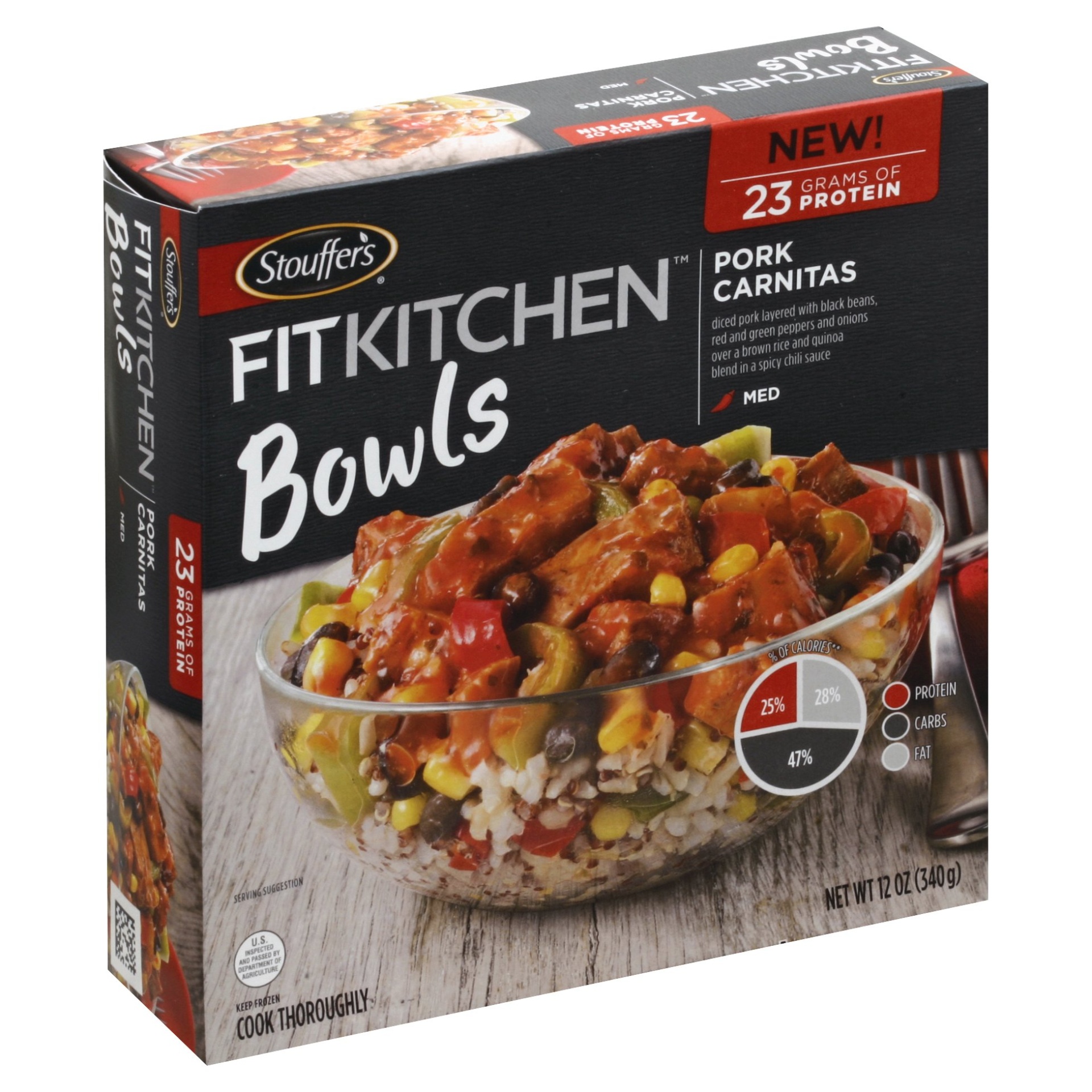 slide 1 of 2, Stouffer's FitKitchen Bowls Pork Carnitas, 12 oz