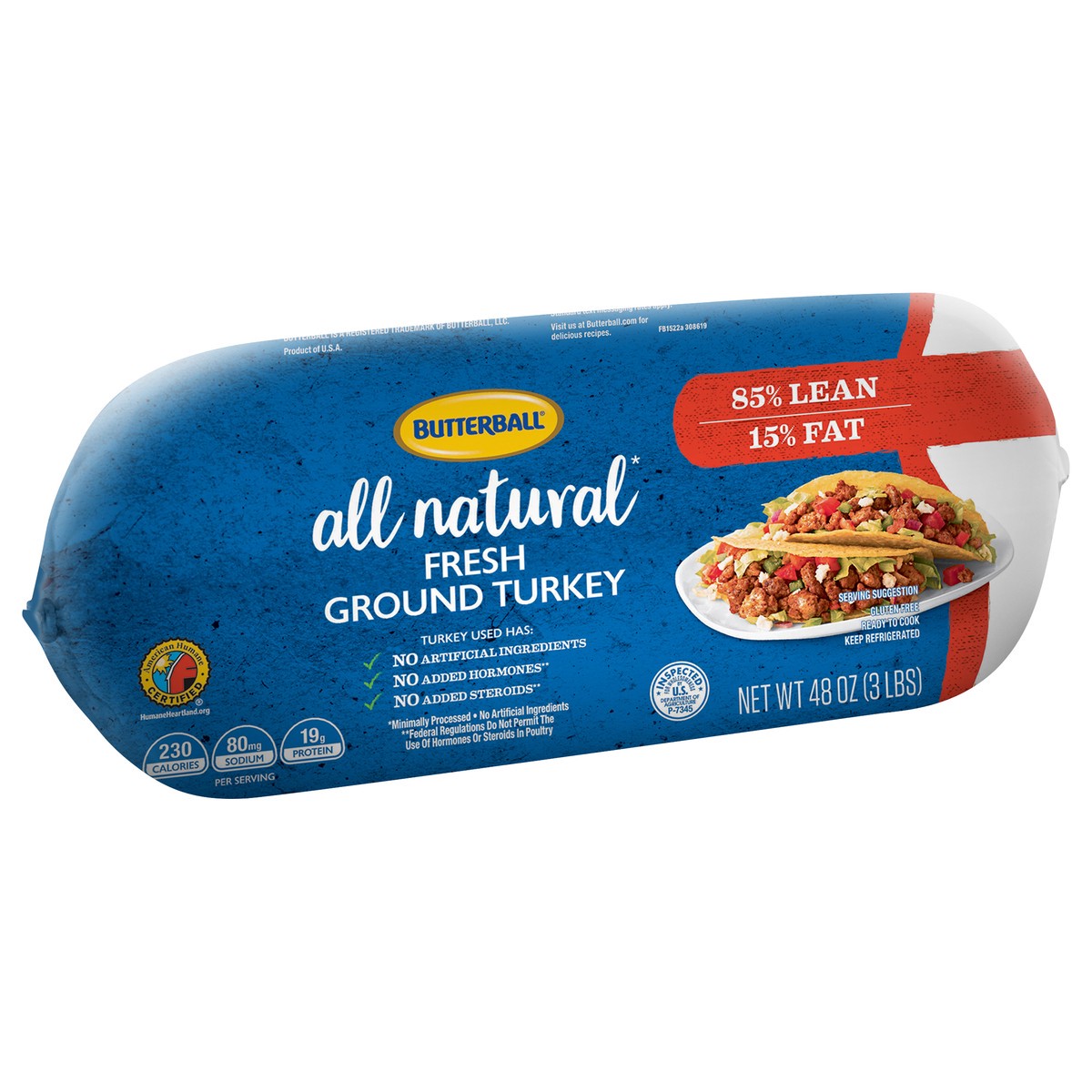 slide 9 of 10, Butterball All Natural Ground Turkey - 48 Oz, 48 oz