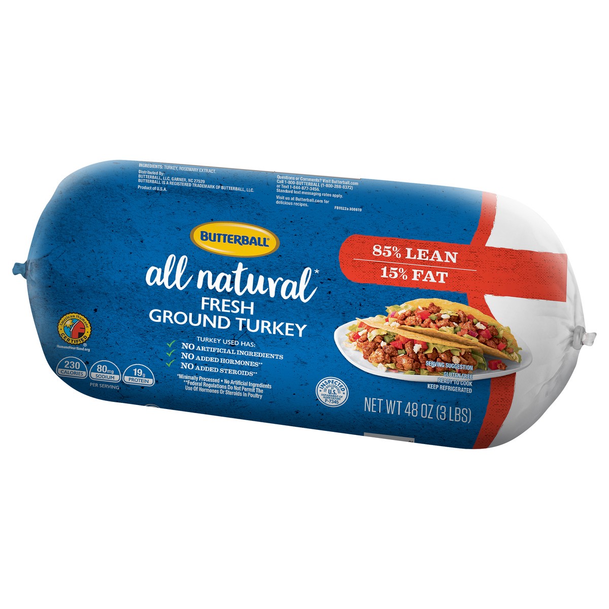 slide 8 of 10, Butterball All Natural Ground Turkey - 48 Oz, 48 oz