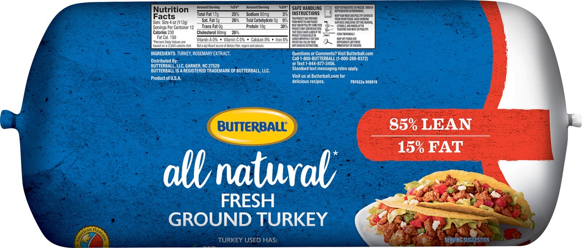 slide 6 of 10, Butterball All Natural Ground Turkey - 48 Oz, 48 oz