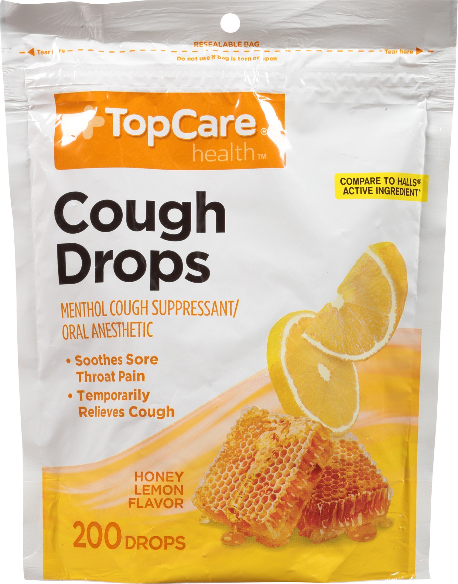 slide 1 of 6, TopCare Cough Drops Menthol Honey Lemon Flavor, 200 ct