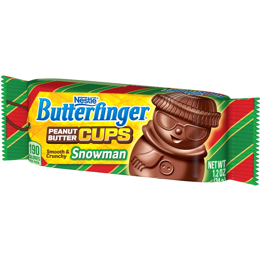 slide 3 of 8, Butterfinger Peanut Butter Cups Smooth & Crunchy Snowman Candy, 1.2 oz