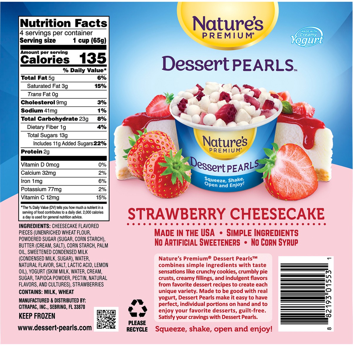 slide 8 of 12, Nature's Premium Dessert Pearls 4pk Strawberry Cheesecake 2.3 Oz, 9.2 oz