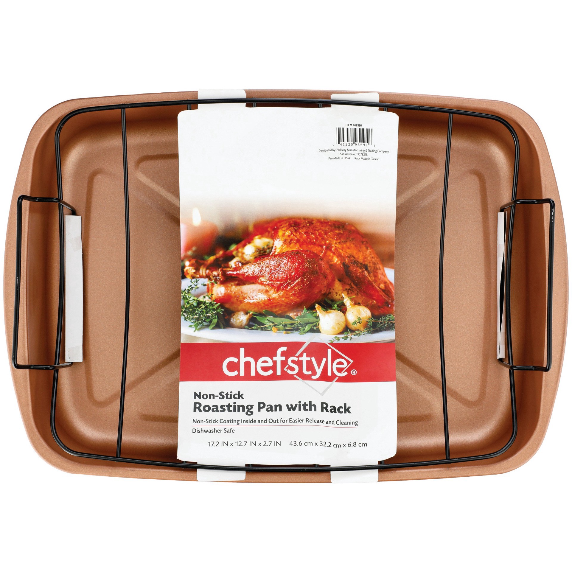 slide 1 of 1, chefstyle Large Roasting Pan Copper Non Stick, 1 ct