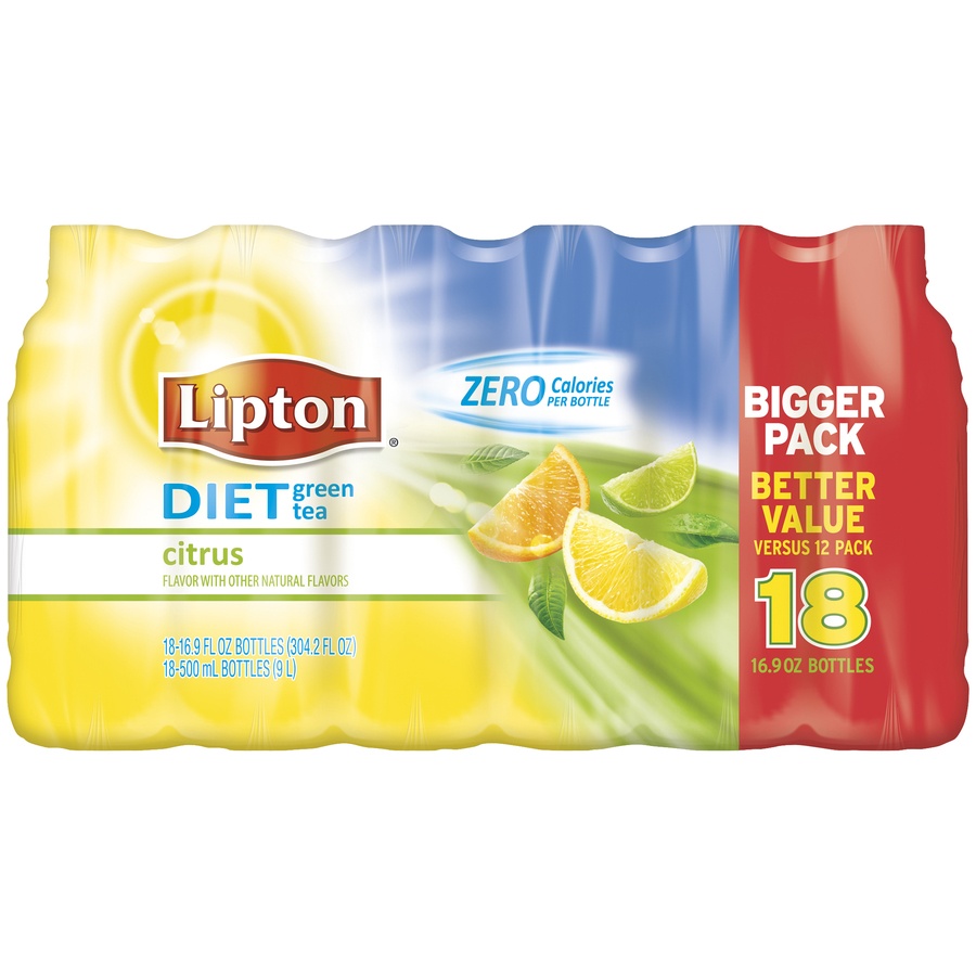 slide 1 of 1, Lipton Iced Tea Lipton Diet Iced Green Tea With Citrus 18 Pack, 18 ct; 16.9 fl oz