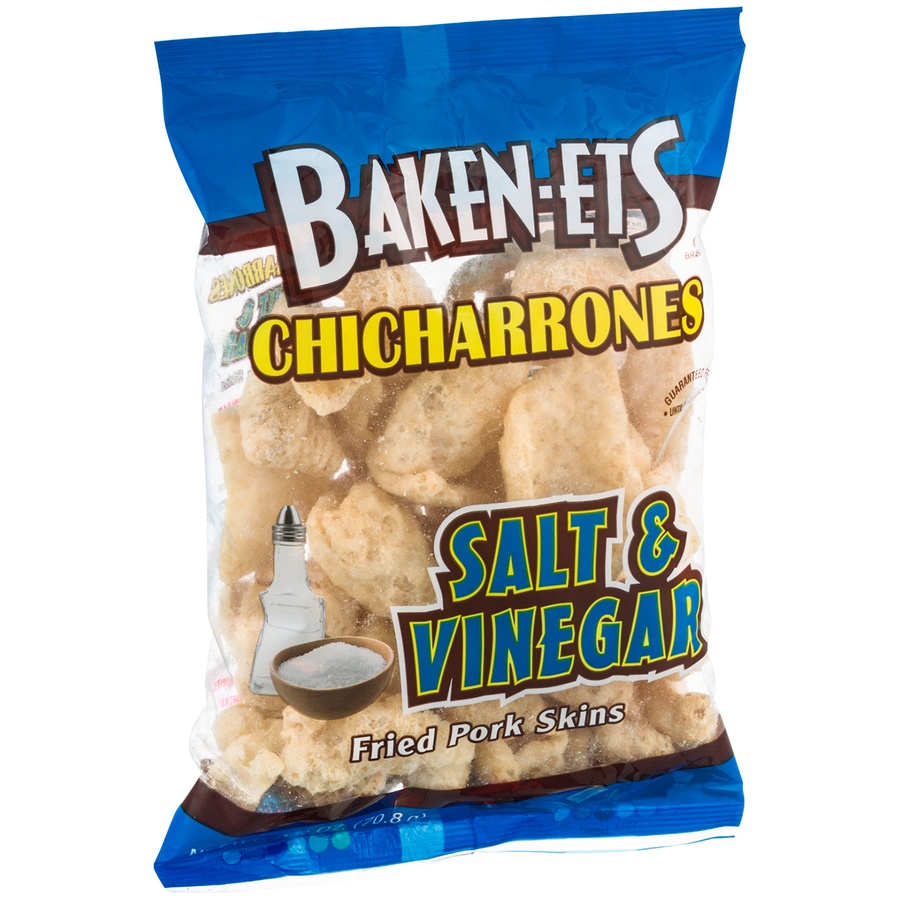 slide 2 of 3, BAKEN-ETS Chicharrones Salt & Vinegar Fried Pork Skins, 2.5 oz