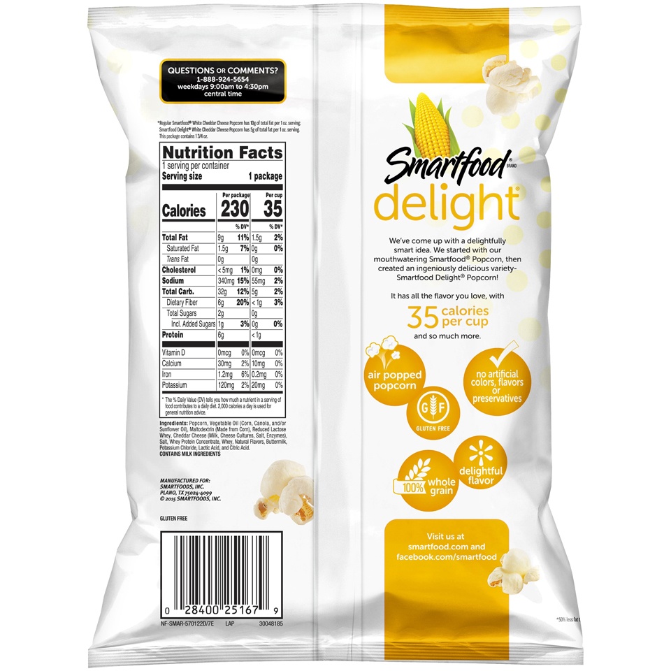 slide 2 of 4, Smartfood Delight White Cheddar Popcorn, 1.75 oz