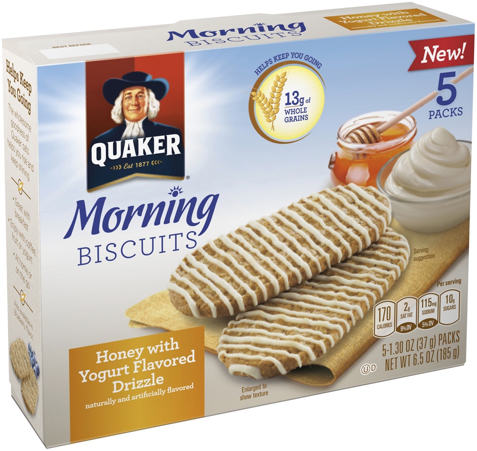 slide 2 of 2, Quaker Honey & Yogurt Morning Biscuits, 5 ct; 1.3 oz