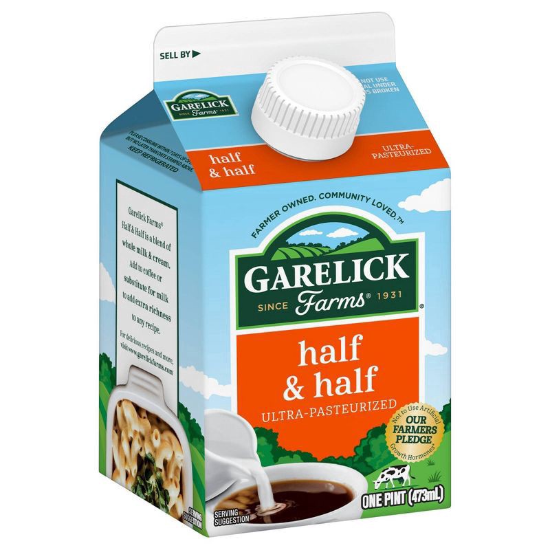 slide 3 of 4, Garelick Farms DairyPure Half & Half - 16 fl oz (1pt), 16 fl oz, 1 pint