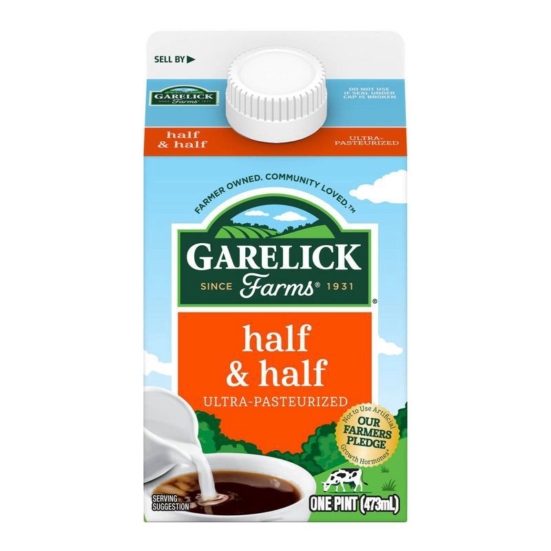 slide 1 of 4, Garelick Farms DairyPure Half & Half - 16 fl oz (1pt), 16 fl oz, 1 pint