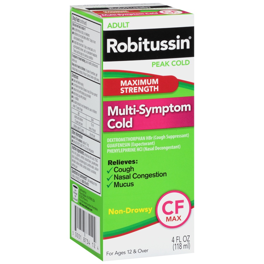 Robitussin Peak Cold Maximum Strength Multi-Symptom Cold CF Non-Drowsy ...