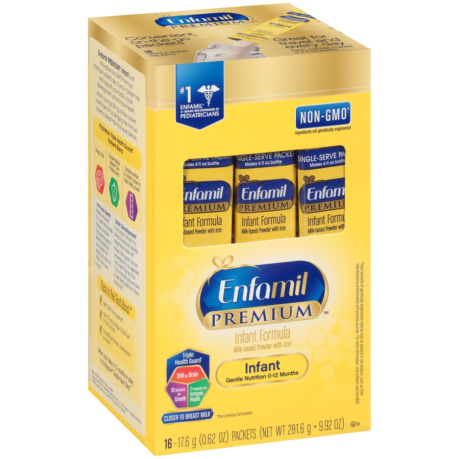 slide 3 of 8, Enfamil Premium Infant Formula Powder Single-Serve, 16 ct