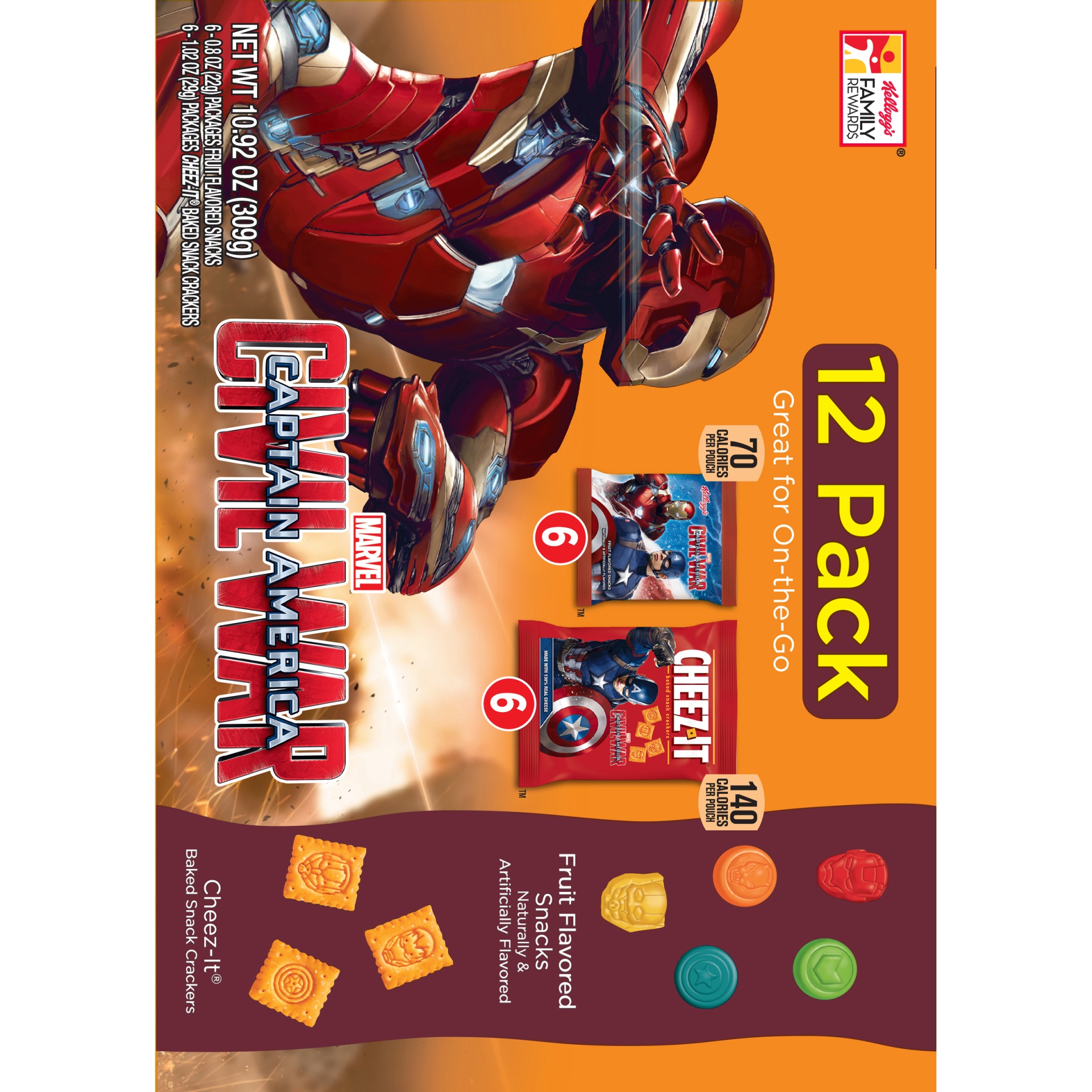 slide 3 of 7, Kellogg's Marvel Captain America Civil War Fruit Flavored Snacks & Crackers, 12 ct