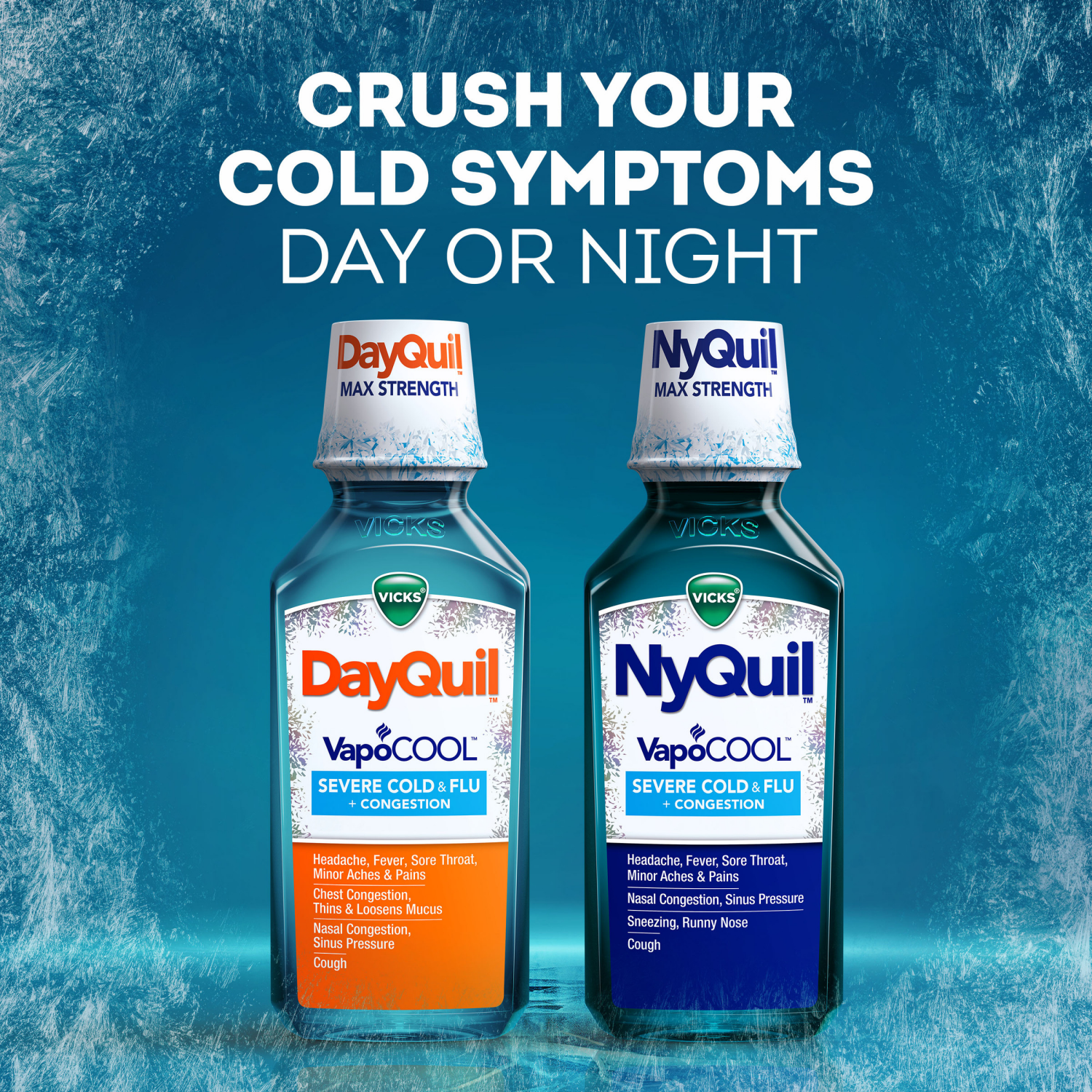 slide 5 of 5, Vicks DayQuil & NyQuil Severe VapoCOOL Cold & Flu Medicine Liquid - 24 fl oz, 2 ct