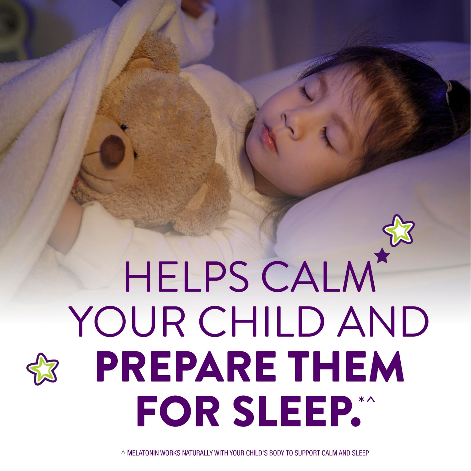 slide 4 of 5, VICKS PURE Zzzs Kidz Calming Sleep, Melatonin + Magnesium Sleep Aid Gummies for Kids and Children, Helps Your Child Fall Asleep Naturally, Low Dose Melatonin, Berry Flavored, 42 Gummies, 1 ct