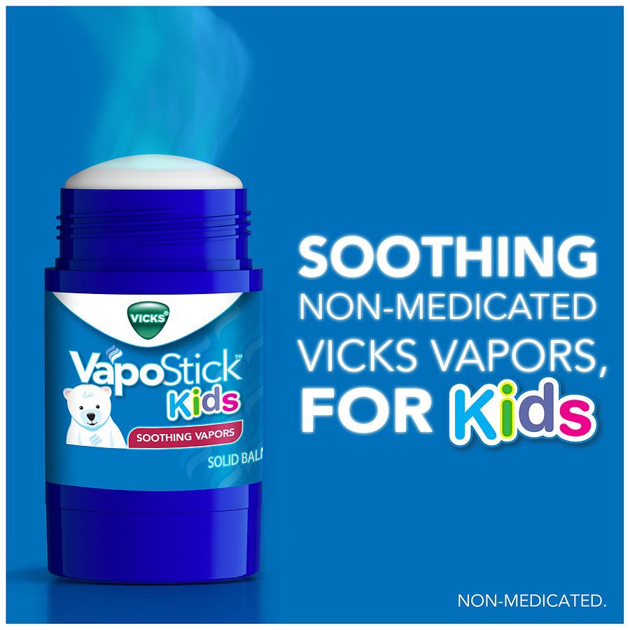 slide 4 of 5, Vicks VapoStick Kids, Solid Balm, No Mess, For Kids Ages 4+, Soothing Non-Medicated Vicks Vapors, Easy To Use No Touch Applicator, Lightweight Feel, 1.25oz, 1.25 oz