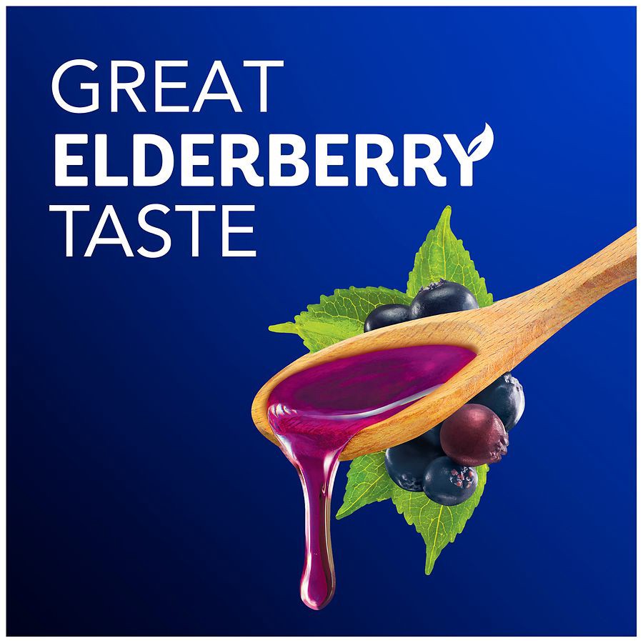 slide 2 of 5, VICKS DayQuil & NyQuil Elderberry Flavor Cold & Flu Liquid Medicine Co-Pack, Multi-Symptom Relief of Headache, Fever, Sore Throat, Minor Aches & Pains, Sneezing, Runny Nose, and Cough, 2x12oz, 2 ct