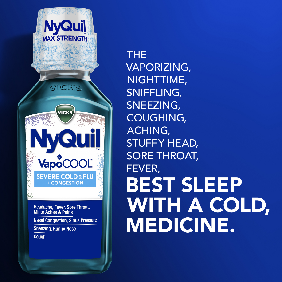 slide 8 of 29, Vicks NyQuil Severe VapoCOOL Cold & Flu Medicine Liquid - 12 fl oz, 12 fl oz