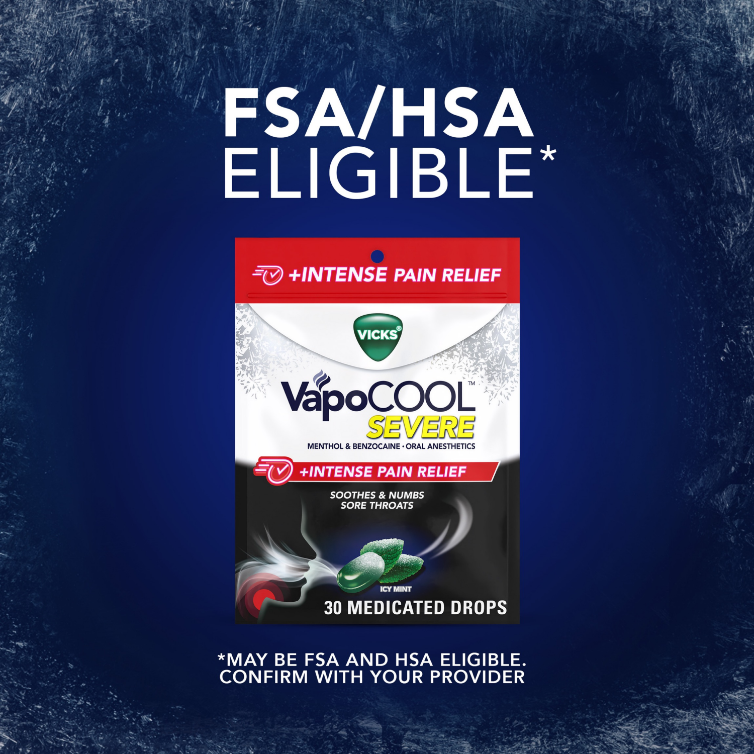 slide 4 of 7, Vicks Vapocool Severe Medicated Confectionary Cough Wintergreen - 30 Ct, 30 ct