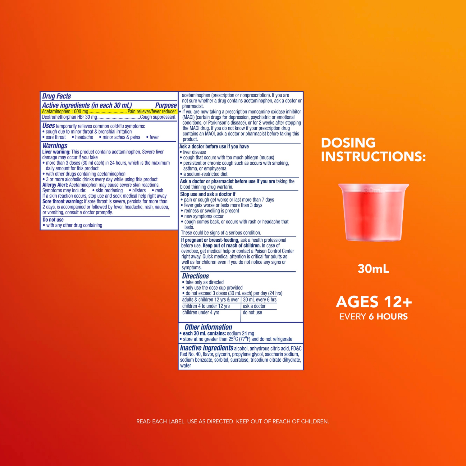 slide 5 of 8, Vicks DayQuil Intense Flu Liquid, Over-the-Counter Medicine, Multi-Symptom, Powerful Daytime Relief for Body Aches, Fever, Headache, Sore Throat, and Cough, 6 Hour Relief, Cherry Flavor, 12 FL OZ, 12 fl oz