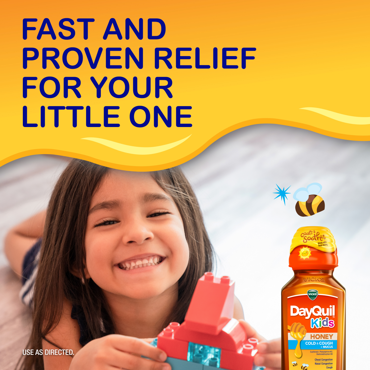 slide 3 of 5, Vicks Dayquil Kids Honey Cold & Cough + Mucus, 8 fl oz