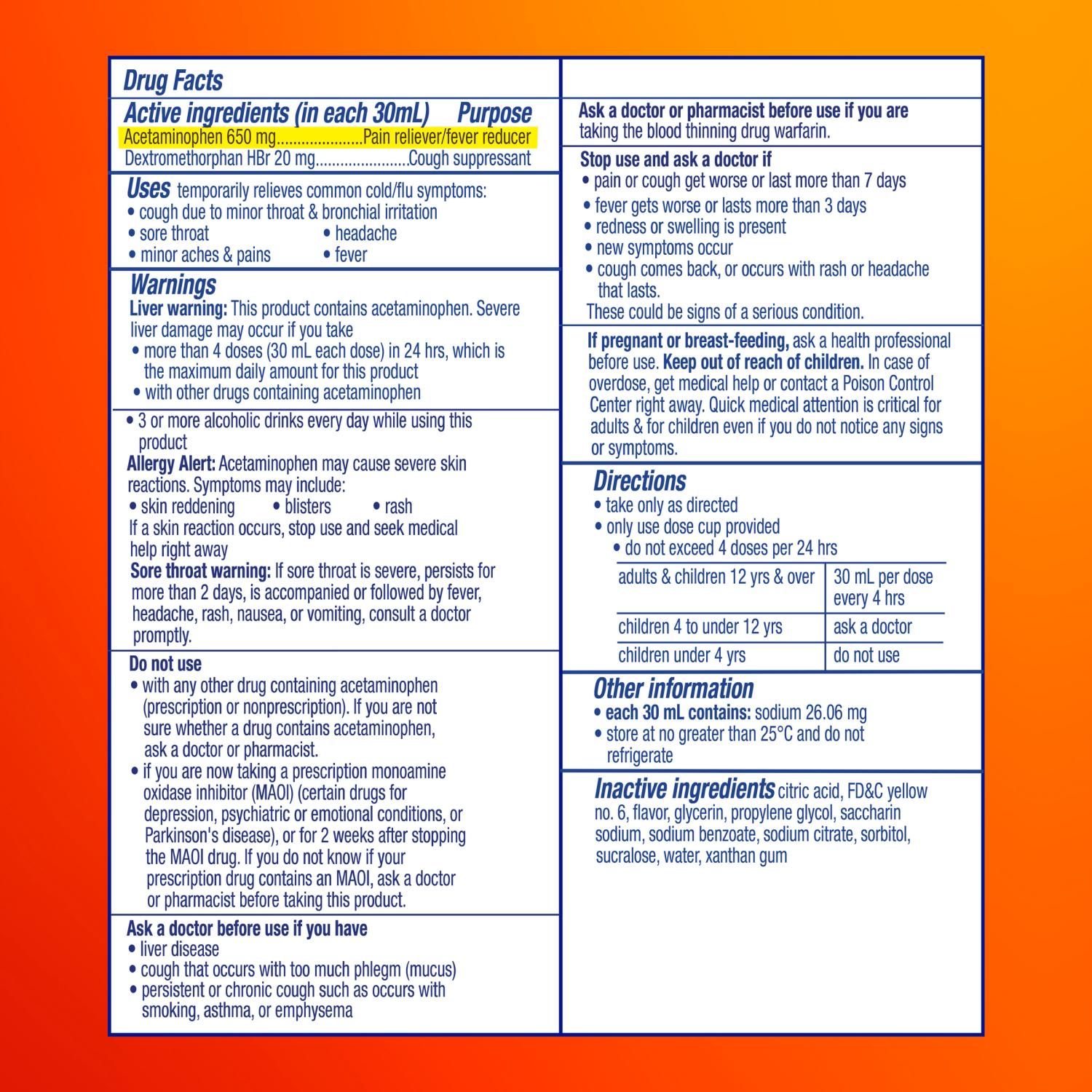 slide 4 of 5, Vicks DayQuil High Blood Pressure Cold & Flu Relief Liquid Over-the-Counter Medicine, Non-Drowsy Multi-Symptom Daytime Relief for Headache, Fever, Sore Throat, Minor Aches and Pains, and Cough, Sugar & Alcohol Free, 8 FL OZ, 8 oz