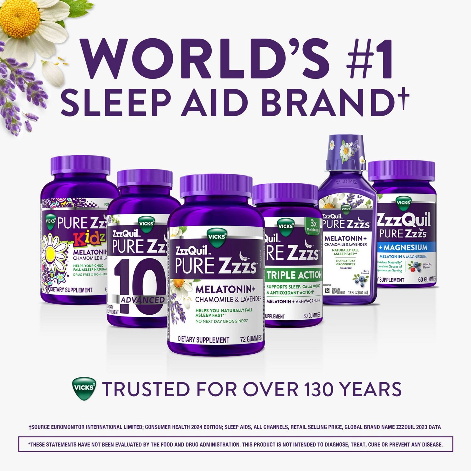 slide 2 of 7, Zzzquil Pure Zzz's Sleep + Mag With Ashwagandha, Tart Cherry, 60 Gummies, 60 ct