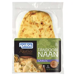 Kontos Rustic Tandoori Naan Garlic 2 Count